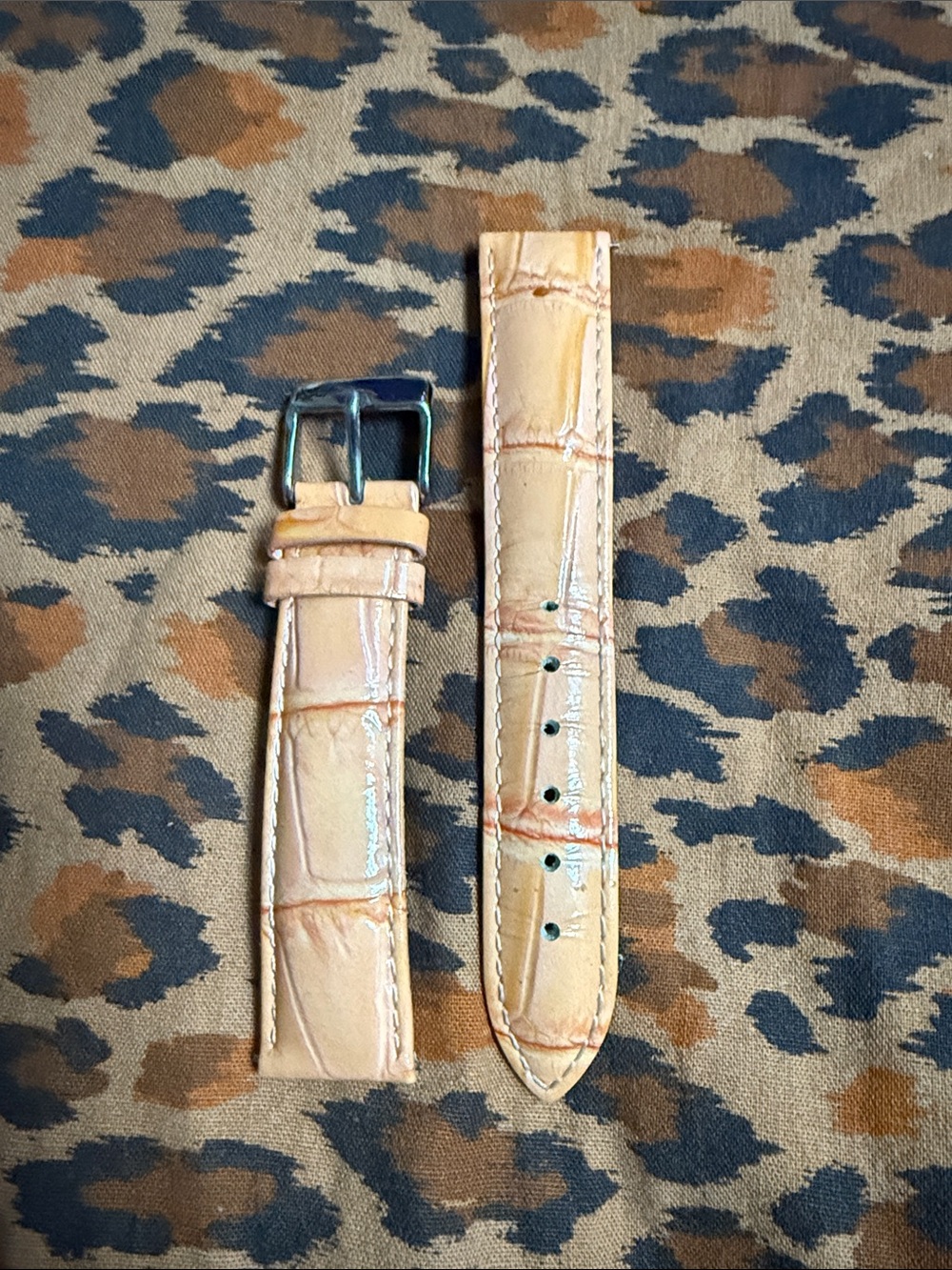 Cantaloupe Croc-Embossed Leather Watch Strap 18”